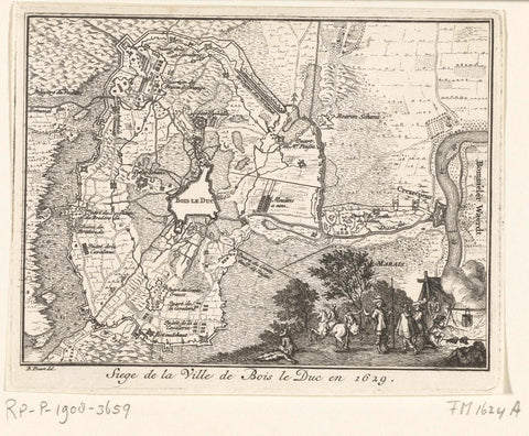 Map of the siege of Den Bosch by Frederik Hendrik, 1629, anonymous, 1683 - 1733 Canvas Print