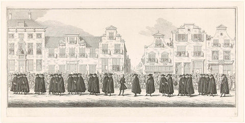 Members of the courteous administration in the funeral procession of Anna of Hanover in Delft, 1759, Simon Fokke, 1759- 1761 Canvas Print