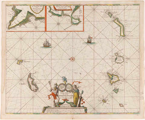 Pass map of the Canary Islands, Jan Luyken, c. 1680 Canvas Print