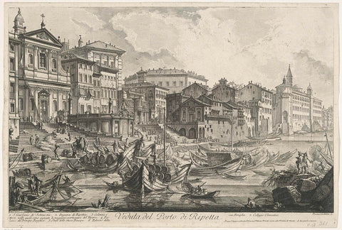 Port of Ripetta in Rome, Giovanni Battista Piranesi, 1748-1778 Canvas Print