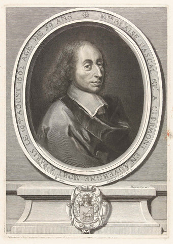 Portrait of Blaise Pascal, Gerard Edelinck, 1666-1707 Canvas Print