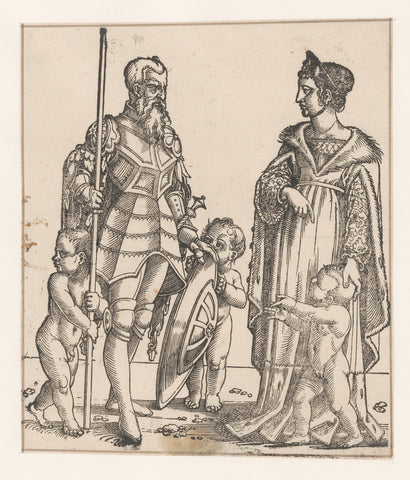 Mahalalel with his wife and children, anonymous, 1530 Canvas Print