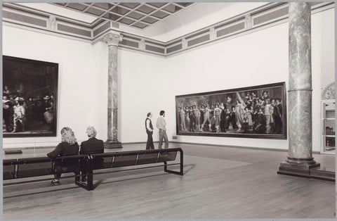 Night watch room with two paintings and four visitors, seen to the southwest, 1984 Canvas Print