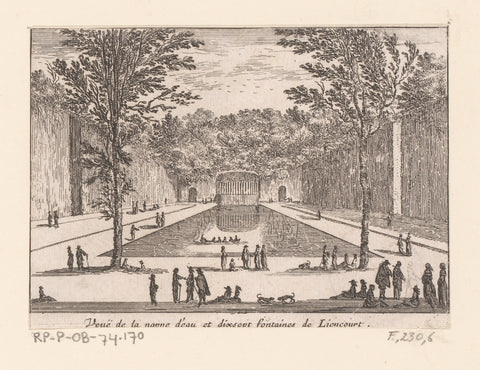 View of water feature and seventeen fountains of Rochefoucauld, Israel Silvestre, 1631 - 1691 Canvas Print