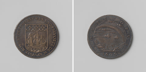 Peace of Nijmegen, calculation medal minted in honor of Robert de Pomereu, of the second provostship of commerce in Paris, anonymous, 1679 Canvas Print