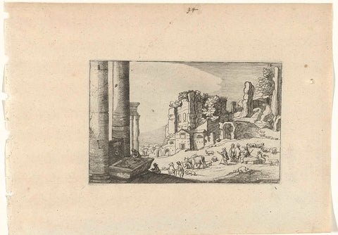 Cattle among Roman Ruins, Willem van Nieulandt (II), 1594 - 1685 Canvas Print