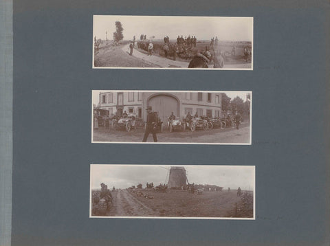 Soldiers and parked cars at a house in France, anonymous, 1902 Canvas Print