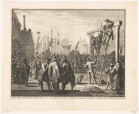 Pacieco hung at Vlissingen, 1572, Jan Luyken, 1730 Canvas Print