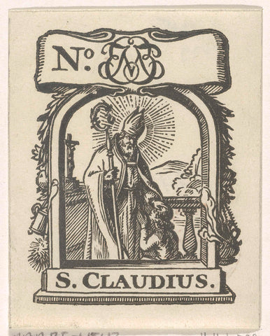 Vignette with Saint Claudius and a monogram, Isaac Vincentsz. van der Vinne, 1675– 1740 Canvas Print