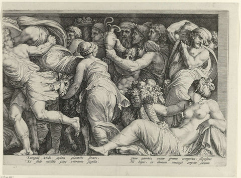 Frisian with the Punishment of Niobe (plate 8), Jan Saenredam, 1594 Canvas Print