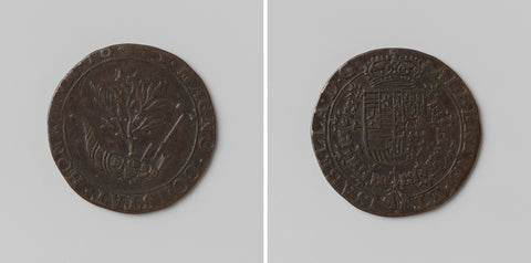 Prosperity of the southern Netherlands, calculation medal in honour of Albrecht and Isabella of Austria, anonymous, 1615 Canvas Print