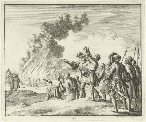 Heretics from Orléans led to the pyre, Jan Luyken, 1685 Canvas Print