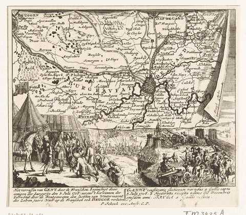 Surprise and recapture of Ghent, 1708, Pieter Schenk (I), 1708 Canvas Print