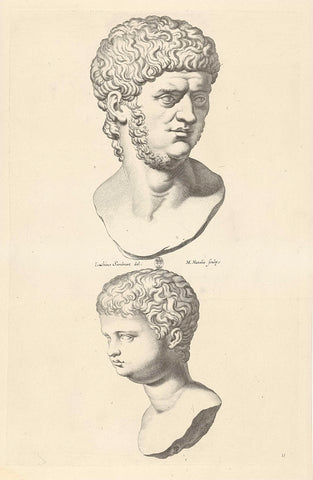 Two portrait busts of Nero, Michel Natalis, 1640 Canvas Print