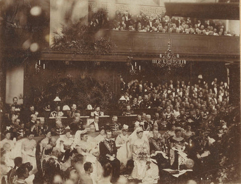 Wedding ceremony between Queen Wilhelmina and Prince Hendrik in the Grote Kerk in The Hague, Herman Deutmann, 1901 Canvas Print