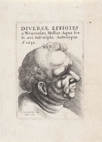 Head of an older man, and profile, Wenceslaus Hollar, 1648 Canvas Print