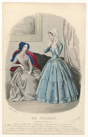 Le Follet, 1846, No. 1350 : Chapeaux de Mme Jaillon (...), Laure Colin-Noël, 1846 Canvas Print