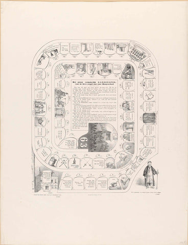 Cartoon about the Utrecht University of Applied Sciences in the form of a goose board game, 1864, Dirk Beets, 1864 Canvas Print