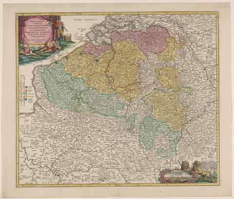 Map of the Southern Netherlands, anonymous, 1715 - 1724 Canvas Print