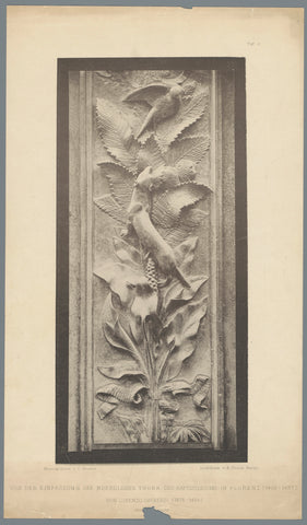 Relief of a door of the Baptistery in Florence by Lorenzo Ghiberti, representing a marten-like hunting a bird, anonymous, c. 1875 - c. 1900 Canvas Print