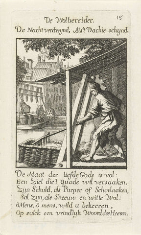 Wool preparer, Caspar Luyken, 1694 Canvas Print