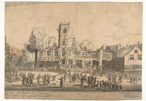 Brand van het oude Stadhuis te Amsterdam, Reinier Nooms, 1652 Canvas Print