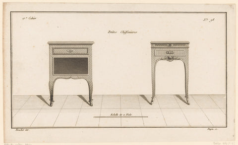 Two chiffonieres with shell motif, Nicolas Dupin, 1772 - 1779 Canvas Print