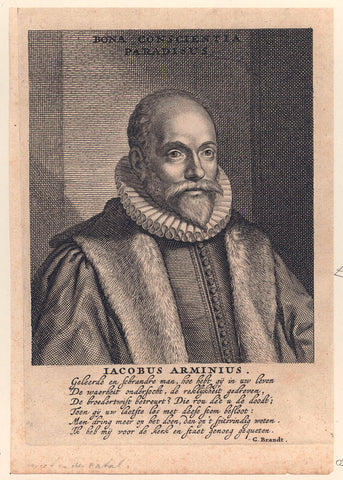 Portrait of Jacobus Arminius, anonymous, 1674 Canvas Print