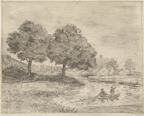 Landscape with fishermen, David van der Kellen (1804-1879), 1814 - 1879 Canvas Print