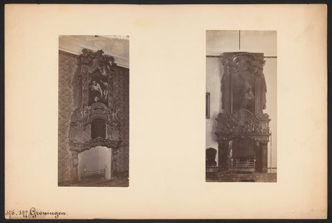 Overview of two fireplaces in Groningen, Johannes Gerardus Kramer, c. 1875 - c. 1900 Canvas Print