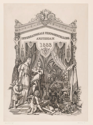 Poster for the International Exhibition in Amsterdam in 1883, G. Acronius, in or before 1883 Canvas Print