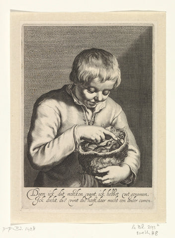 Jongen met vogelnestje, Cornelis Bloemaert (II), c. 1625 Canvas Print