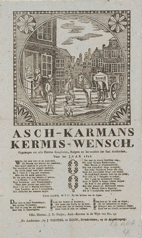 Kermisprent van de Amsterdamse askarrenmannen voor het jaar 1828, anonymous, 1827 Canvas Print