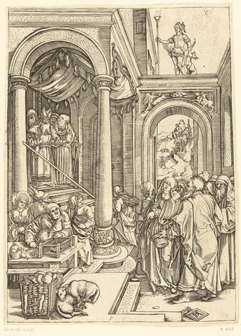 Presentation of Mary in the temple, Marcantonio Raimondi, 1510 - 1515 Canvas Print