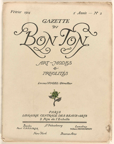 Gazette du Bon Ton. Art - Modes & Frivolités, 1914, 2nd Year, No. 2, Lucien Vogel, 1914 Canvas Print