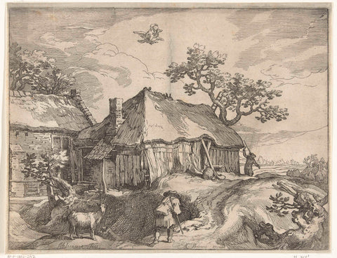 Landscape with farm and heist of Ganymede, Boëtius Adamsz. Bolswert, 1612 - 1614 Canvas Print