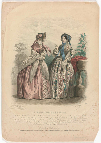 Le Moniteur de la mode, 1853, No. 364 : Modes de Mme Plé Horain (...), Jean-Baptiste Réville, 1853 Canvas Print