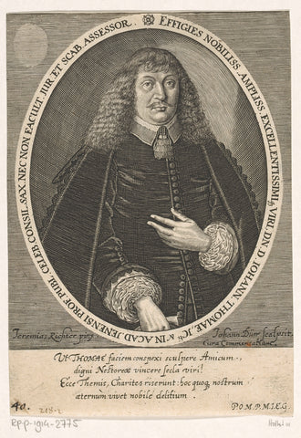 Portrait of Johannes Thomae, Johann Dürr, 1634 - 1663 Canvas Print