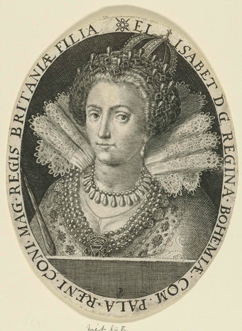 Busteportret van Elisabeth Stuart, koningin van Bohemen, Crispijn van de Passe (I), in or after 1613 - 1637 Canvas Print