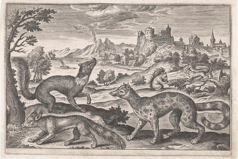 Martens, squirrels and a fox, Adriaen Collaert, 1595 - 1652 Canvas Print