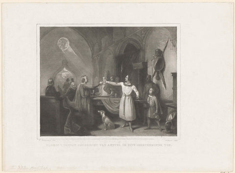 The Geertens-Minnedronk by Floris V released shortly before his death, 1296, Johann Wilhelm Kaiser (I), 1839 - 1841 Canvas Print