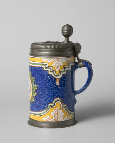 Monogrammed beer mug by Frederick William of Prussia, Cornelis Funcke, c. 1720 - c. 1740 Canvas Print