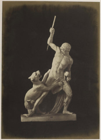 Sculptuur van Jens Adolf Jerichau, voorstellend een panterjager, tentoongesteld op de Great Exhibition of the Works of Industry of All Nations van 1851 in Londen, C.M. Ferrier & F. von Martens (attributed to), 1851 Canvas Print