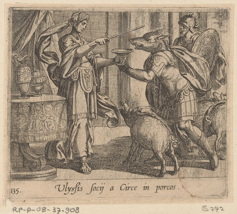 Circe turns the men of Odysseus into boars, Antonio Tempesta, 1606 Canvas Print