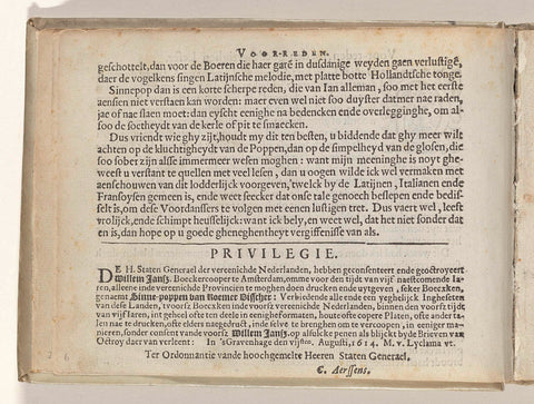 Preface - continuation and privilege to the Sinnepoppen, Roemer Visscher, 1614 Canvas Print