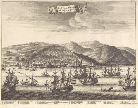 The Dutch fleet under Michiel de Ruyter for the city of Algiers, 1662, Bastiaen Stopendael, 1687 Canvas Print