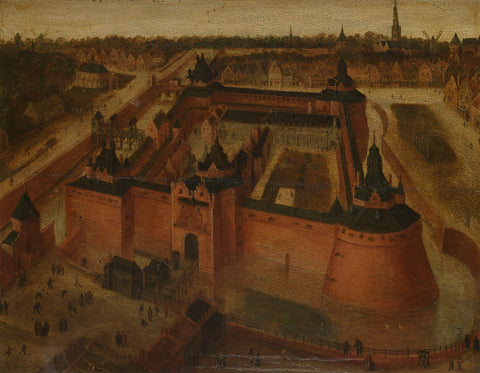 Bird's-eye View of the Vredenburg (Vredeborch) Castle in Utrecht, anonymous, c. 1550 - c. 1599 Canvas Print