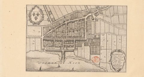 Map of Beverwijk, anonymous, 1632 - 1652 Canvas Print