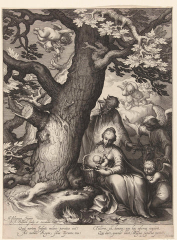 Rest on the Flight into Egypt, Boëtius Adamsz. Bolswert, 1612 - 1615 Canvas Print