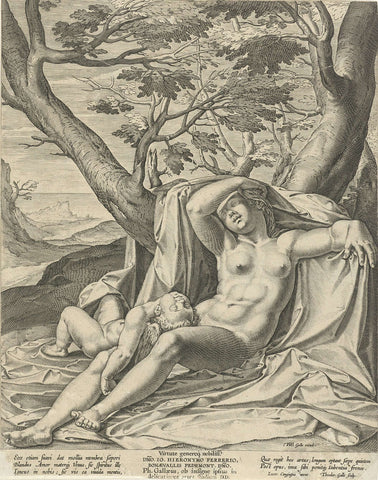 Sleeping Venus and Cupid, Theodoor Galle, 1581 - 1612 Canvas Print